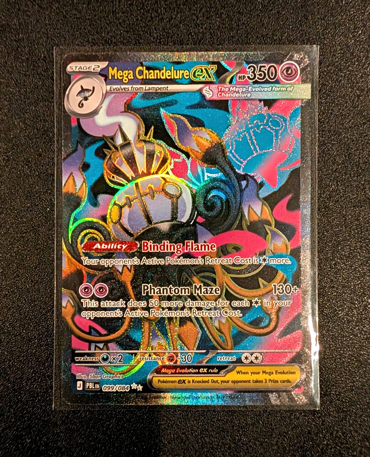 Pokemon Mega Chandelure EX 099/084 Pitch Black Full Art Holo