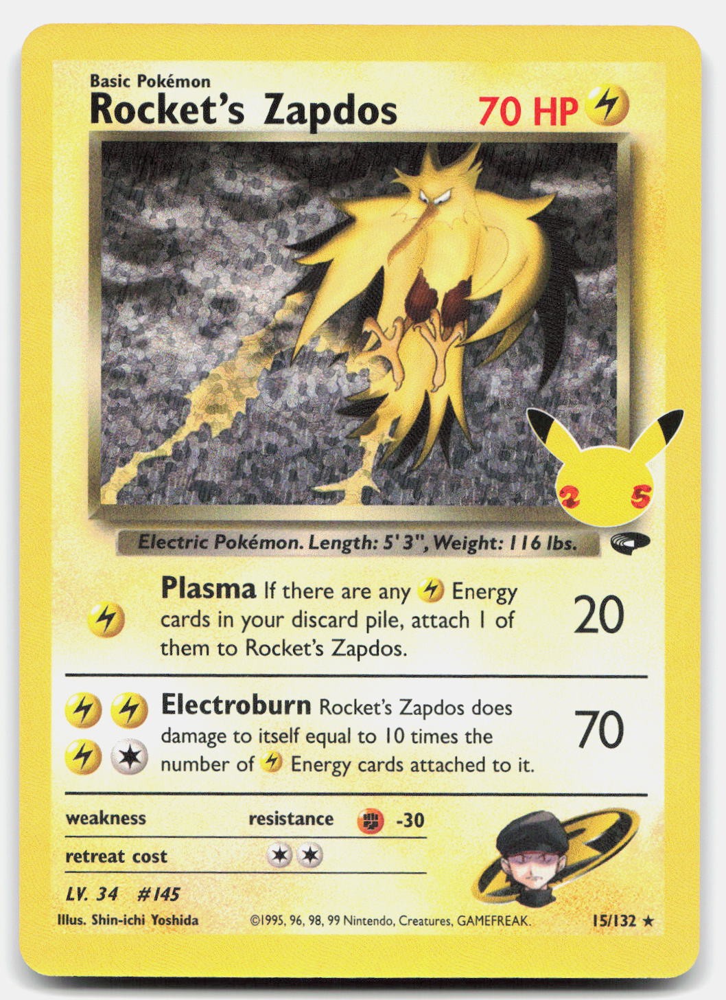 Rocket's Zapdos Holofoil [CCC - 15/132]NM