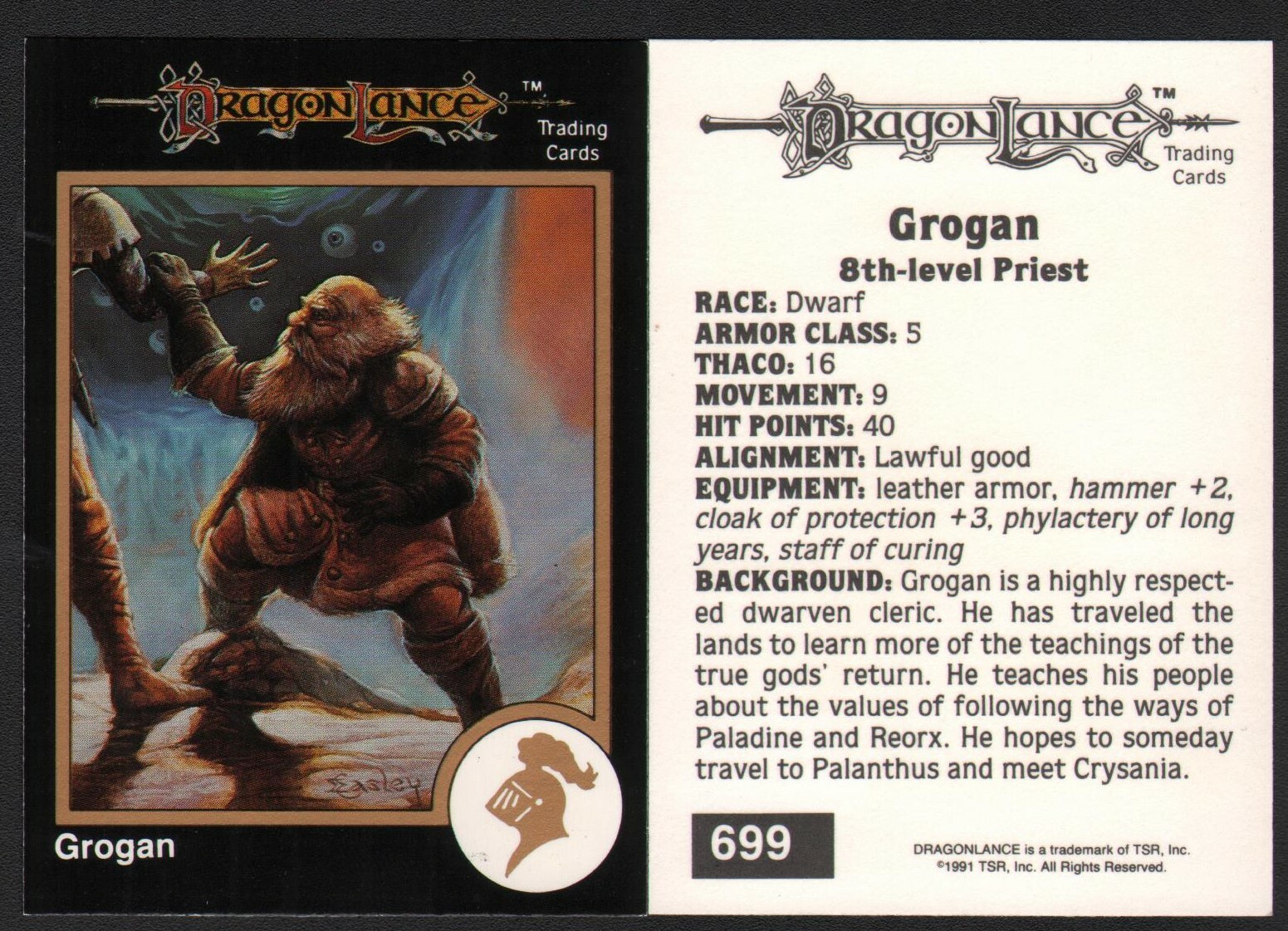 1991 TSR AD&D Gold Border Fantasy RPG Card #699 Dragonlance ~ Jeff Easley Art
