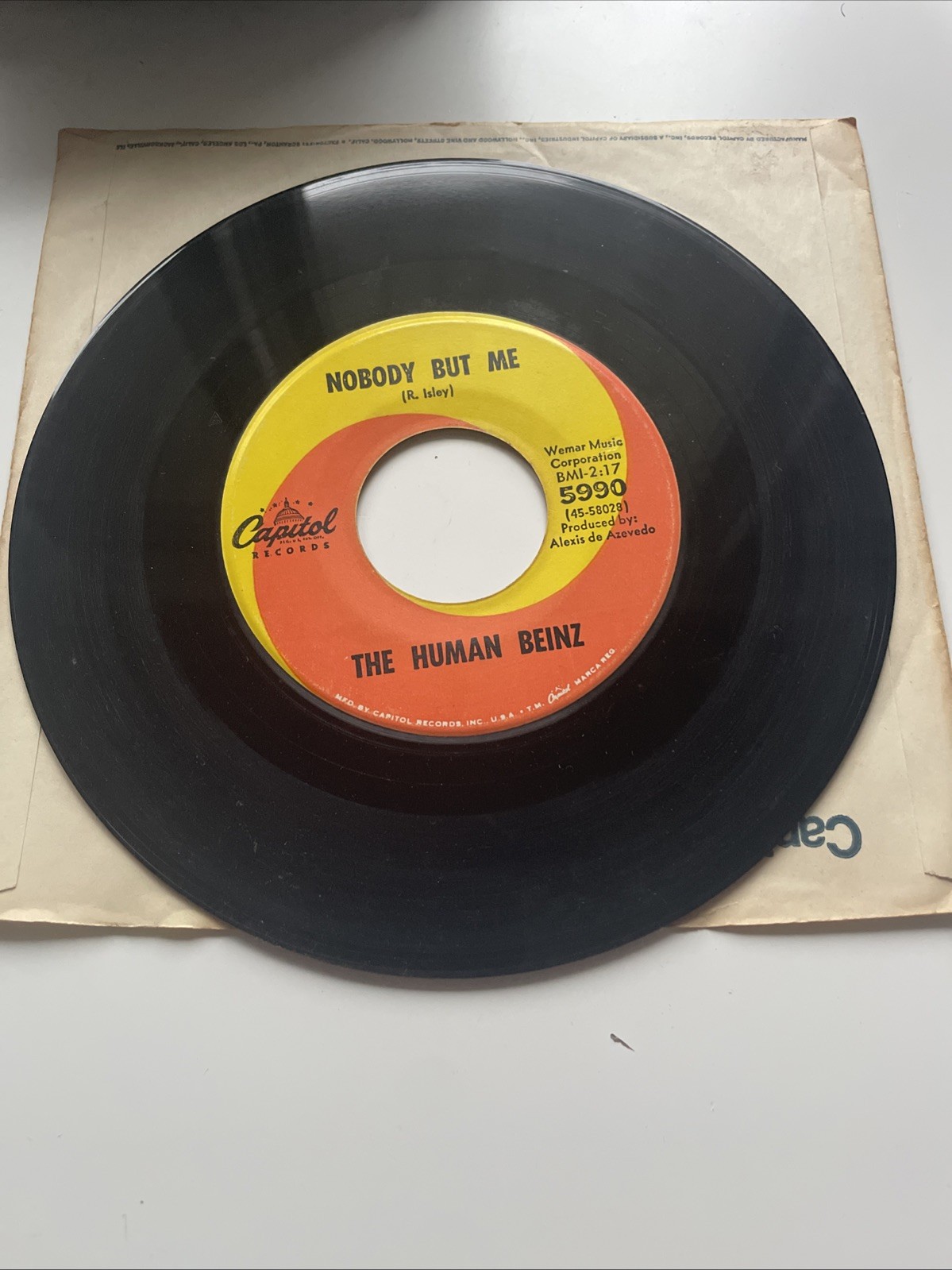 45 RPM The Human Beinz Nobody But Me/Sueno  VG