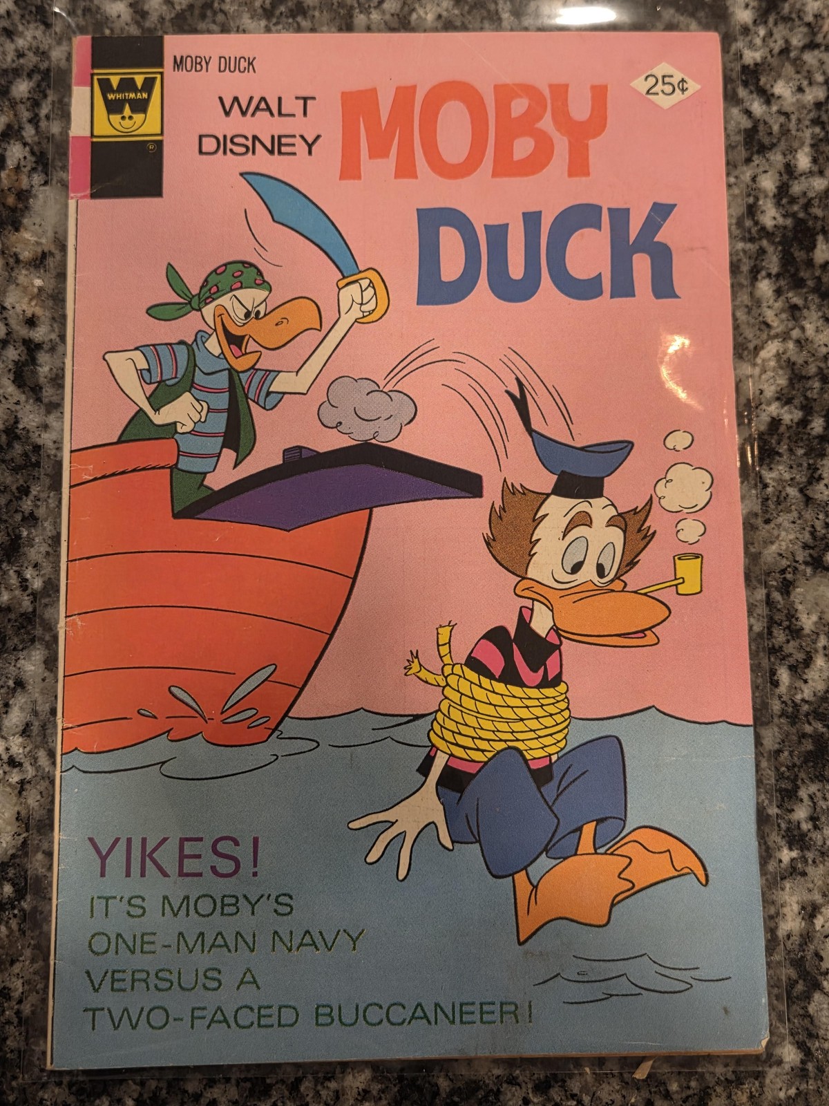Fumetto vintage 1975 Whitman Walt Disney Moby Duck numero unico color board