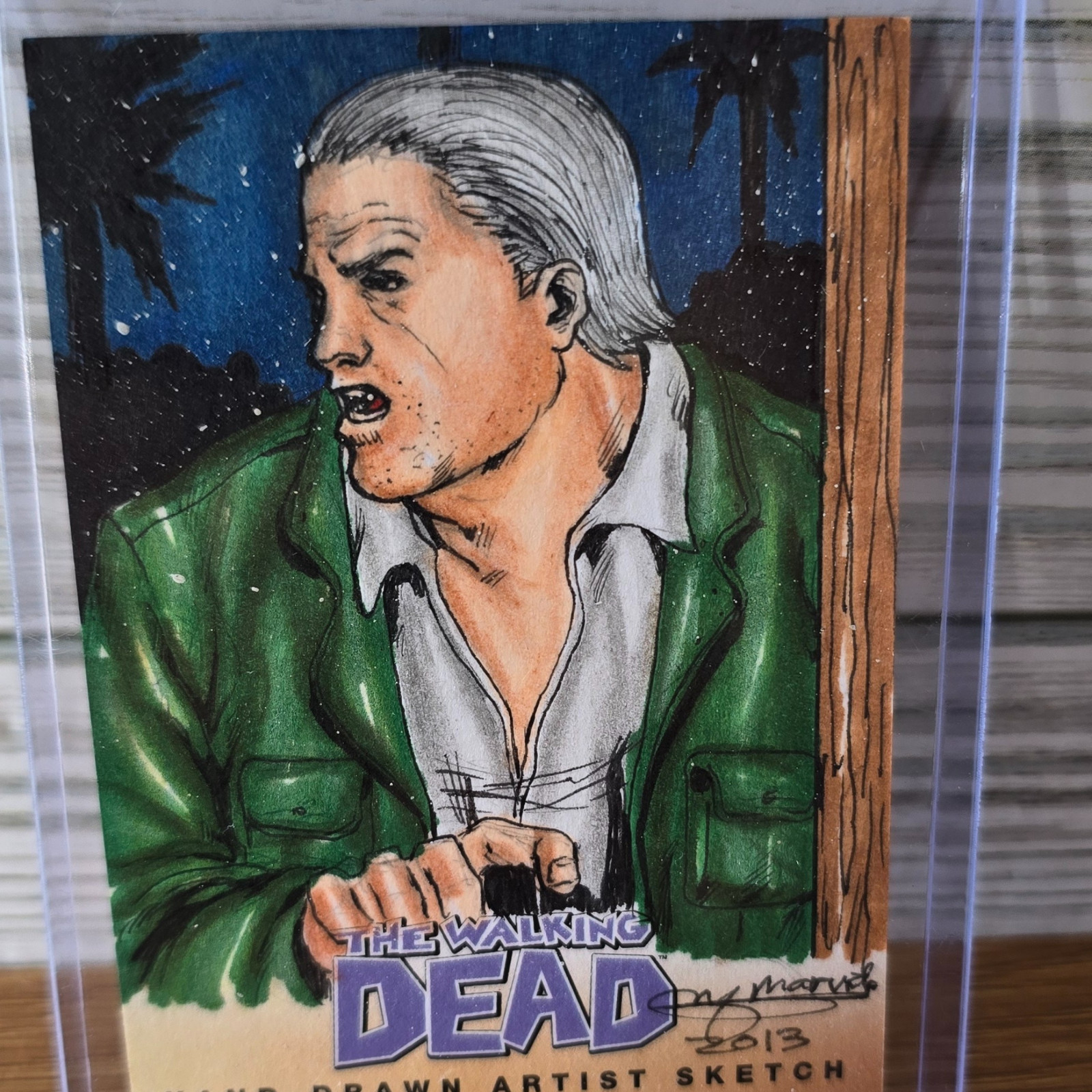 Walking Dead set 2 carte da disegno fumetto: Hershel Green artista Mark Marvida C1