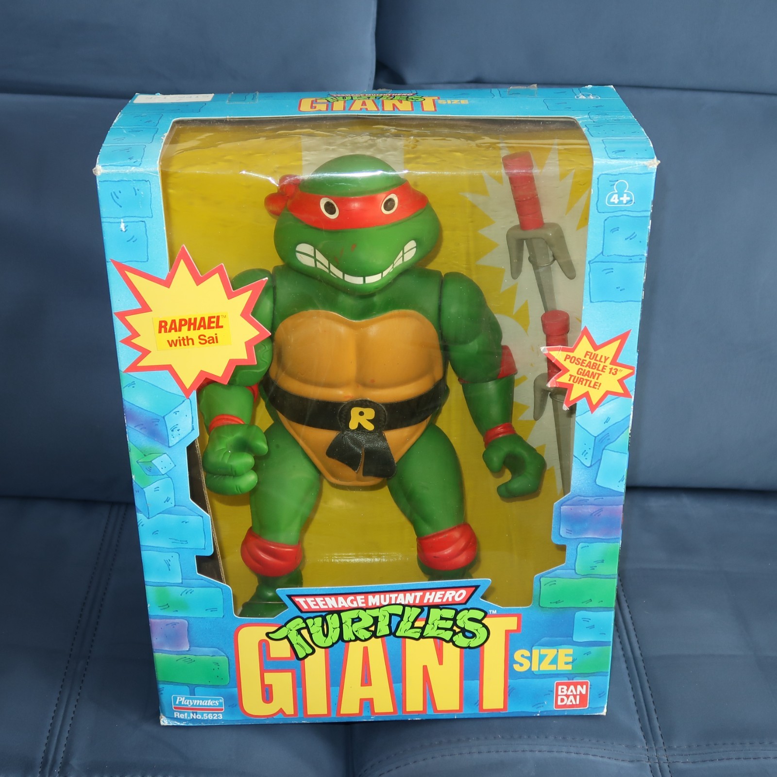 Vintage 1989 TMNT Gigante 13" Raffaello Figura Teenage Mutant Ninja Turtles con scatola