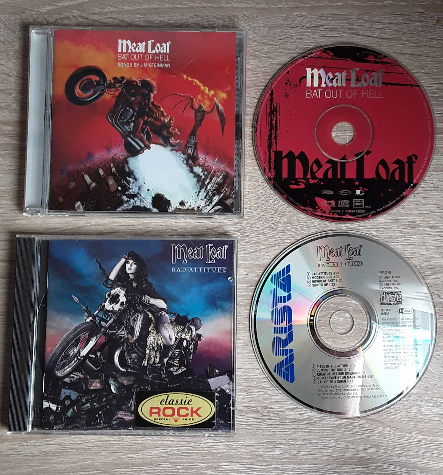 X 2 CD ALBUMS. MEAT LOAF BAT OUT OF HELL. MEAT LOAF BAD ATTITUDE.