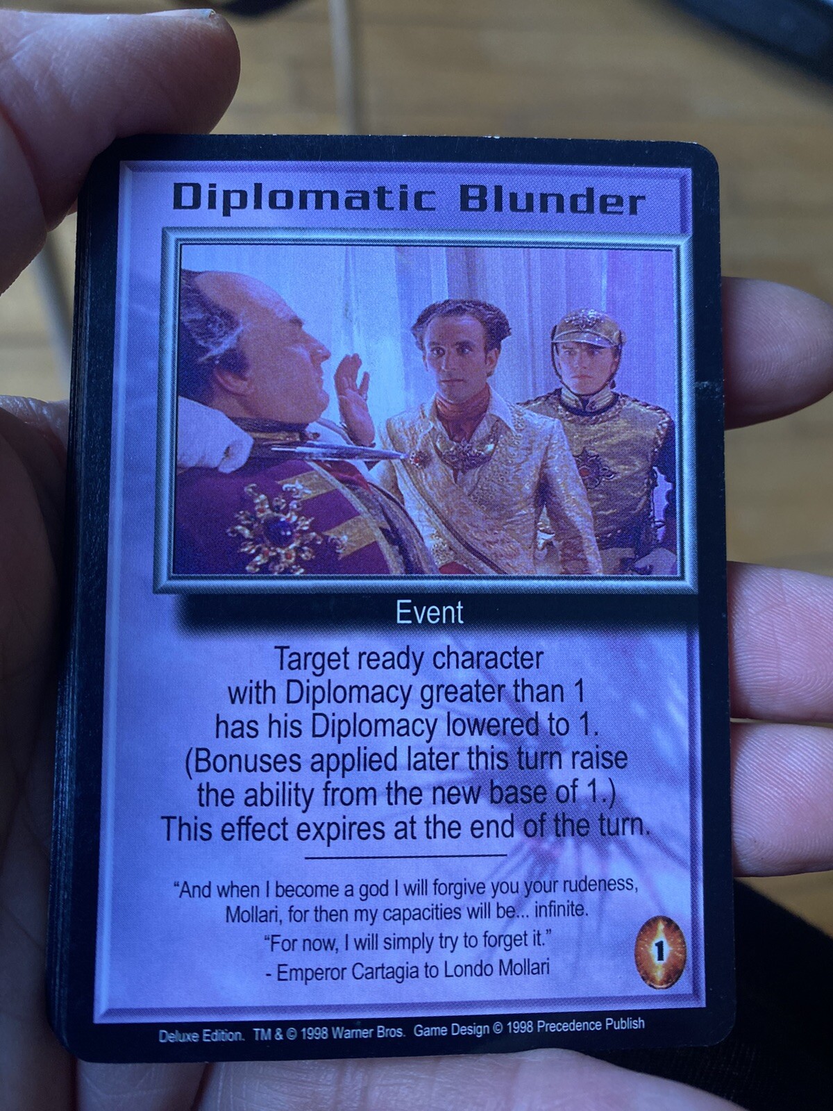 DIPLOMATIC BLUNDER 1998 DELUXE EDITION BABYLON 5 CCG COLLECTORS CARD NEAR MINT