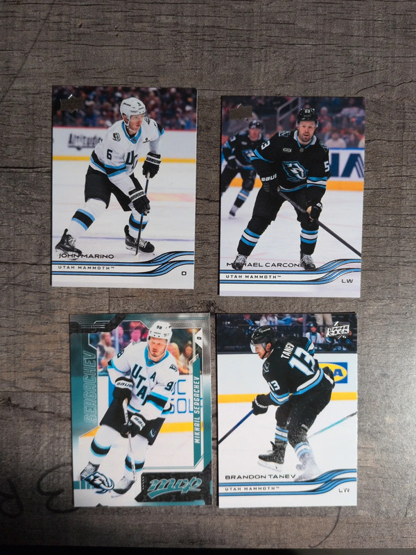 Lot de 4 cartes de collection NHL Utah Mammoth
