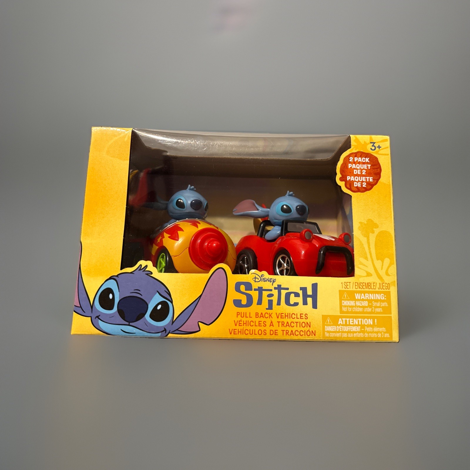 Disney Stitch Pull Back Cars lotto di 2 nuove in confezione