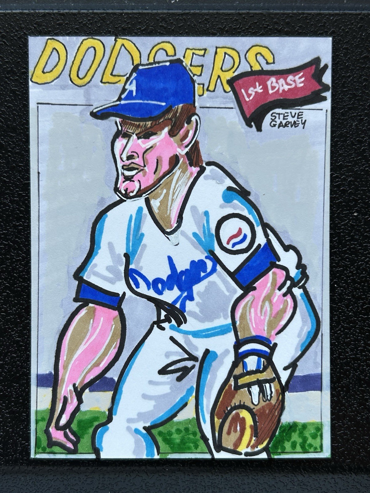 ACEO Sketch Trading Card 1/1 1977 Topps Steve Garvey Dodgers Hand-drawn OOAK Art