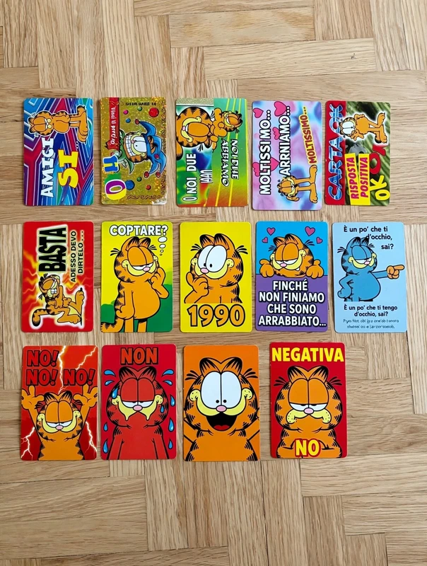 Garfield Vintage Lotto 14 Cards Originali Anni 90 Dandy Cartoon Divertenti Da Collezione