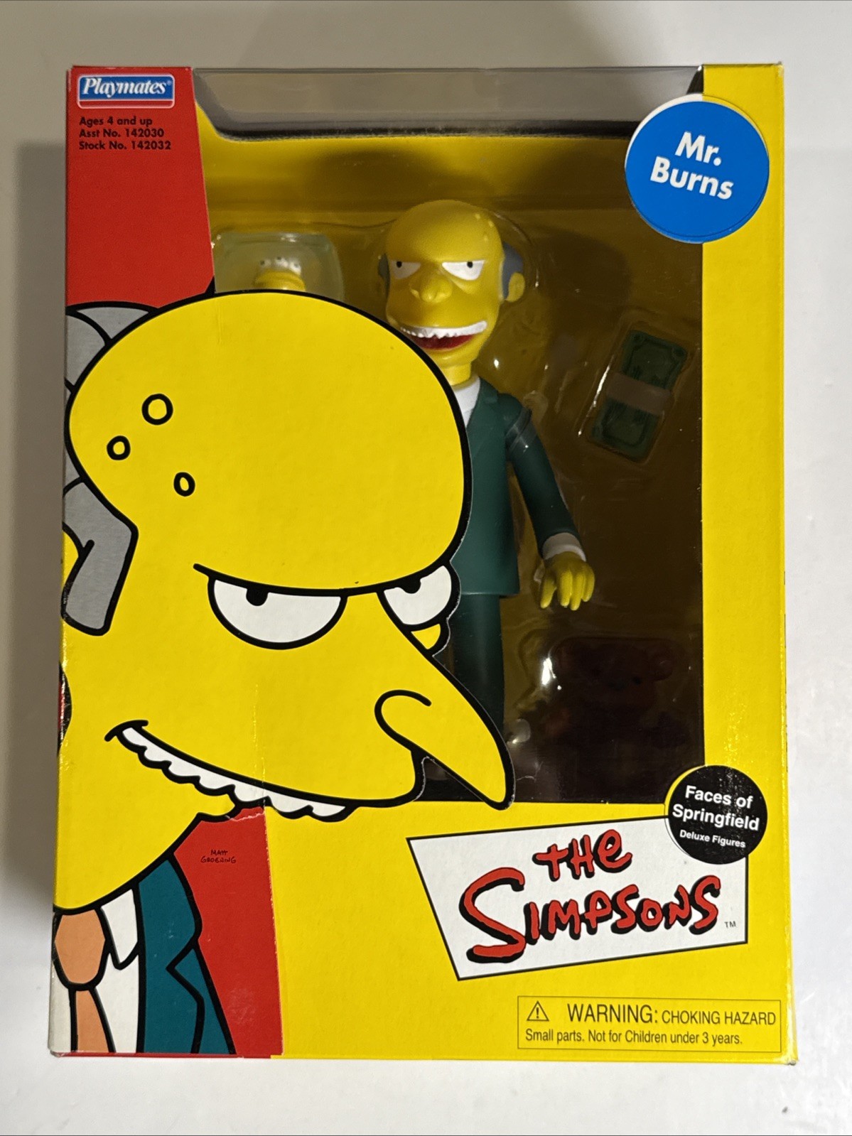 Playmates Simpsons Deluxe Faces Of Springfield Mr Burns 2002 nuovo sigillato