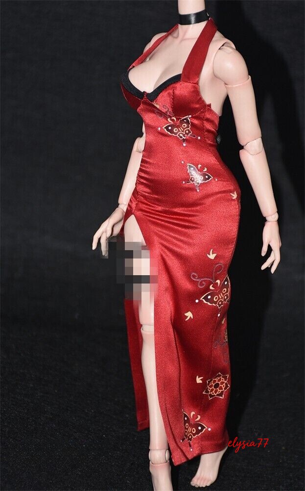 1:6 Red Cheongsam Dress Neck Strap Clothes Fits for 12" Female  Action Figure
