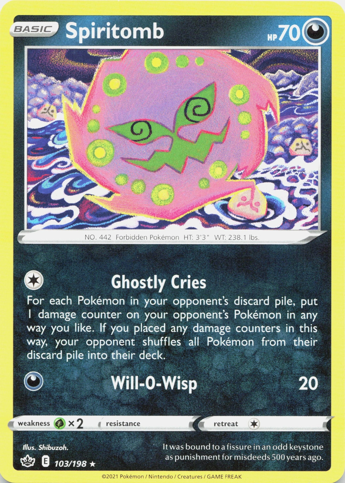 Spiritomb 103/198 Regno Ghiacciante Raro quasi nuovo Pokemon TCG