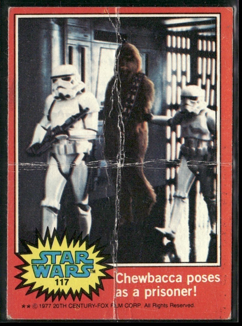 ⭐ 1977 Topps Star Wars Serie 2 Chewbacca Chewbacca posa prigioniero #117