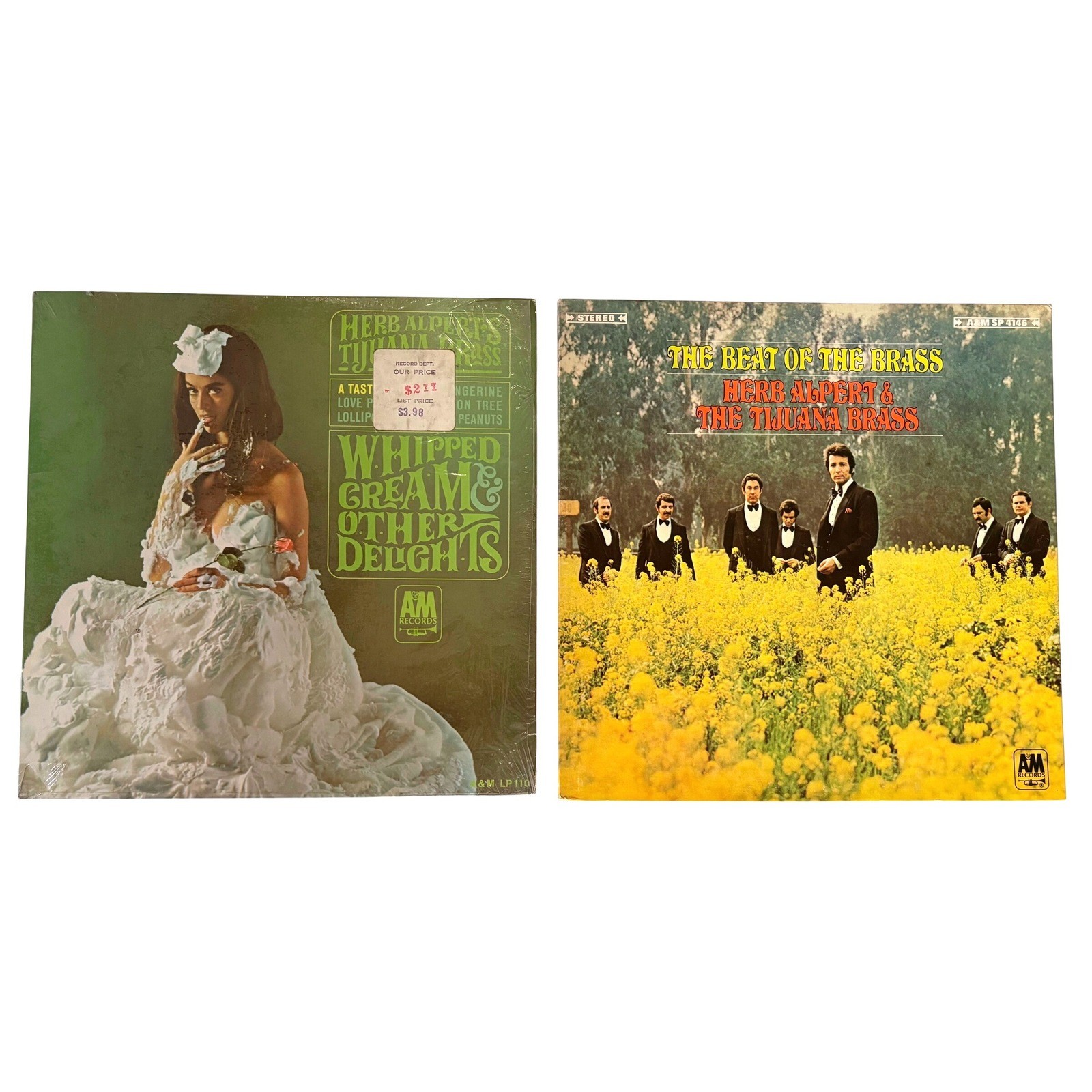 Herb Alpert Tijuana Brass 2 Vinyl LP Lot Whipped Cream Beat of the Brass AM 12"