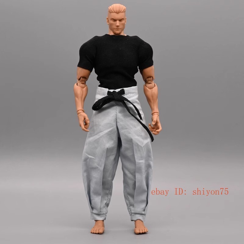 T-shirt e pantaloni kung fu scala 1/12 abbigliamento tuta vestibilità 6" action figure body