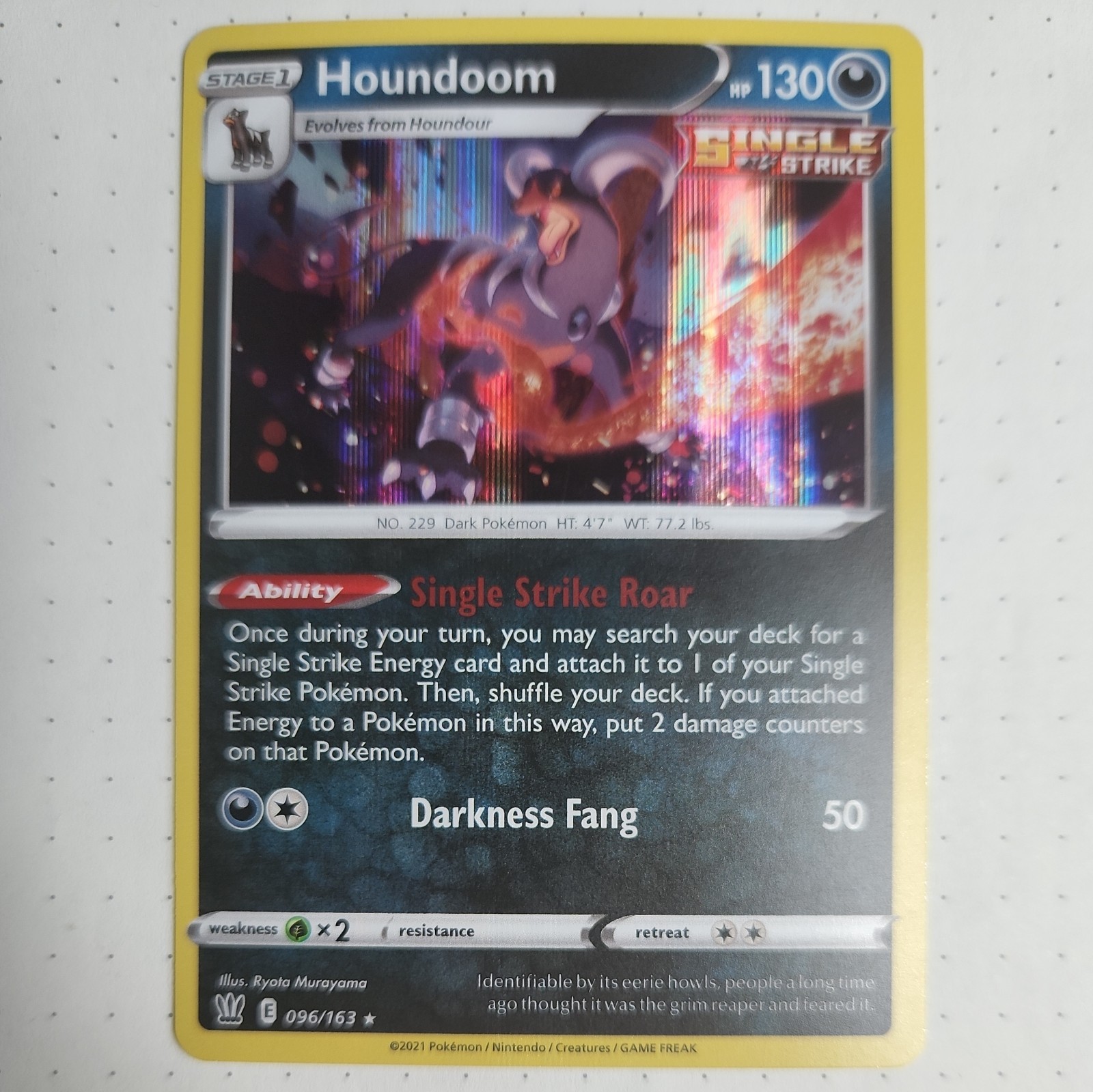 Houndoom -HOLO RARA-NM 096/163 STILI DI BATTAGLIA carta Pokemon inglese TCG
