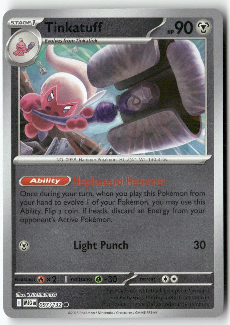 Tinkatuff 097/132 Mega Evoluzione Reverse Holo Pokemon Comune KEICHIRO ITO