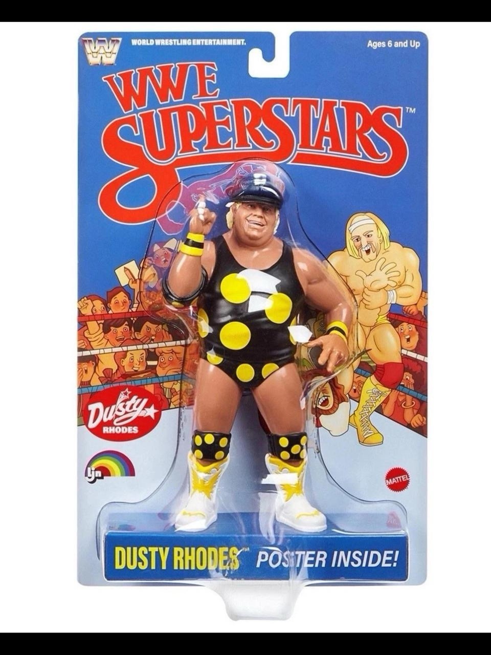 FIGURINA WWE LJN MATTEL SUPERSTARS DUSTY RHODES 8" ANNI 80 RETRÒ SCATOLA NUOVA