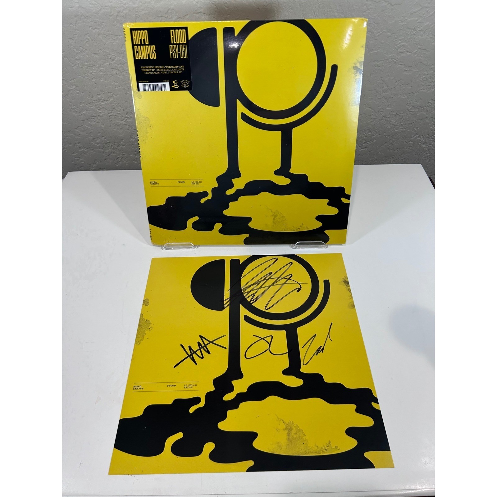 Hippo Campus Flood PSY-051 Indie Exclusive Clear Galaxy Vinyl Double LP Signed