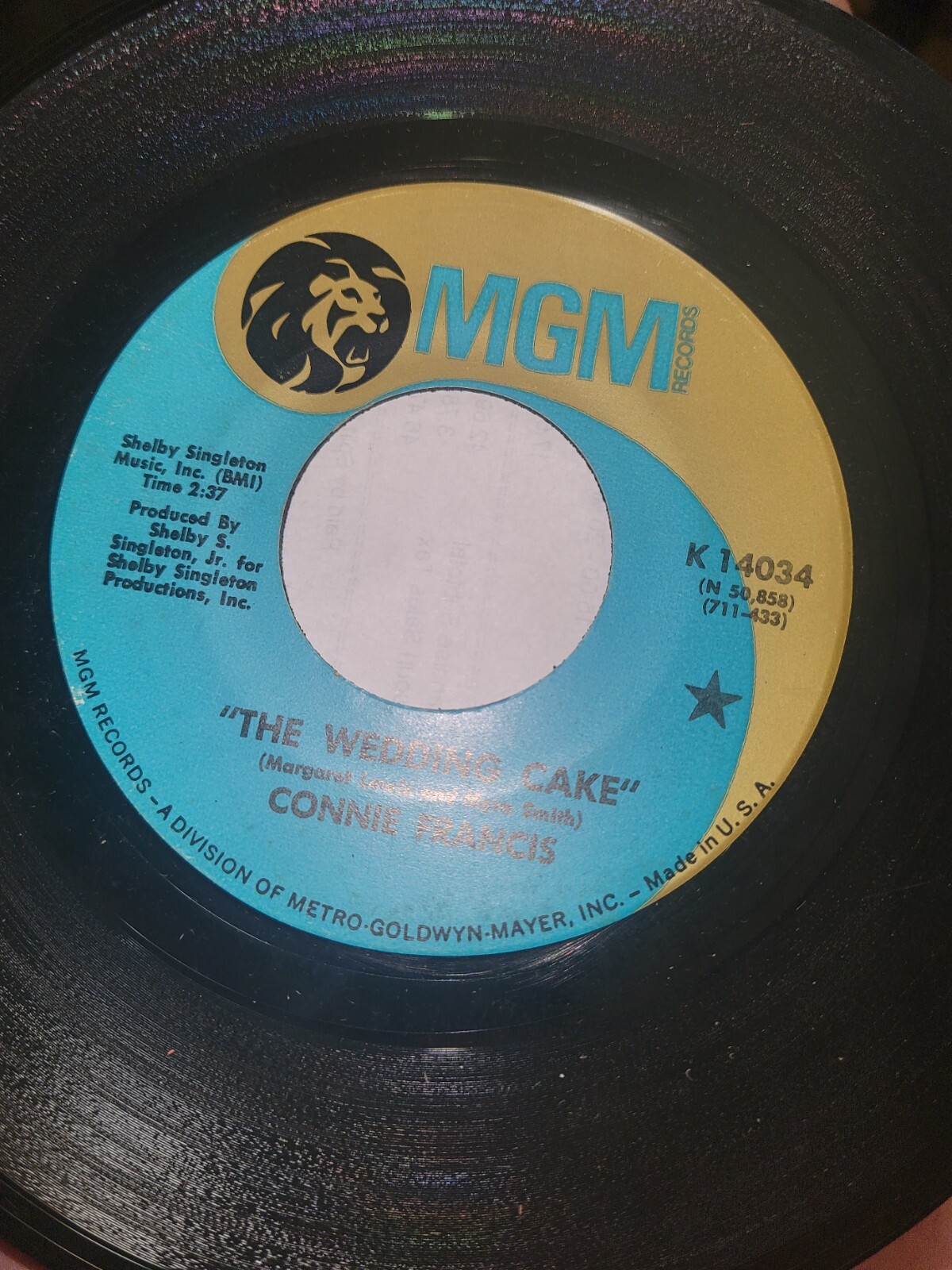 Connie Frances, Over The Hill, 45 Vinyl untested