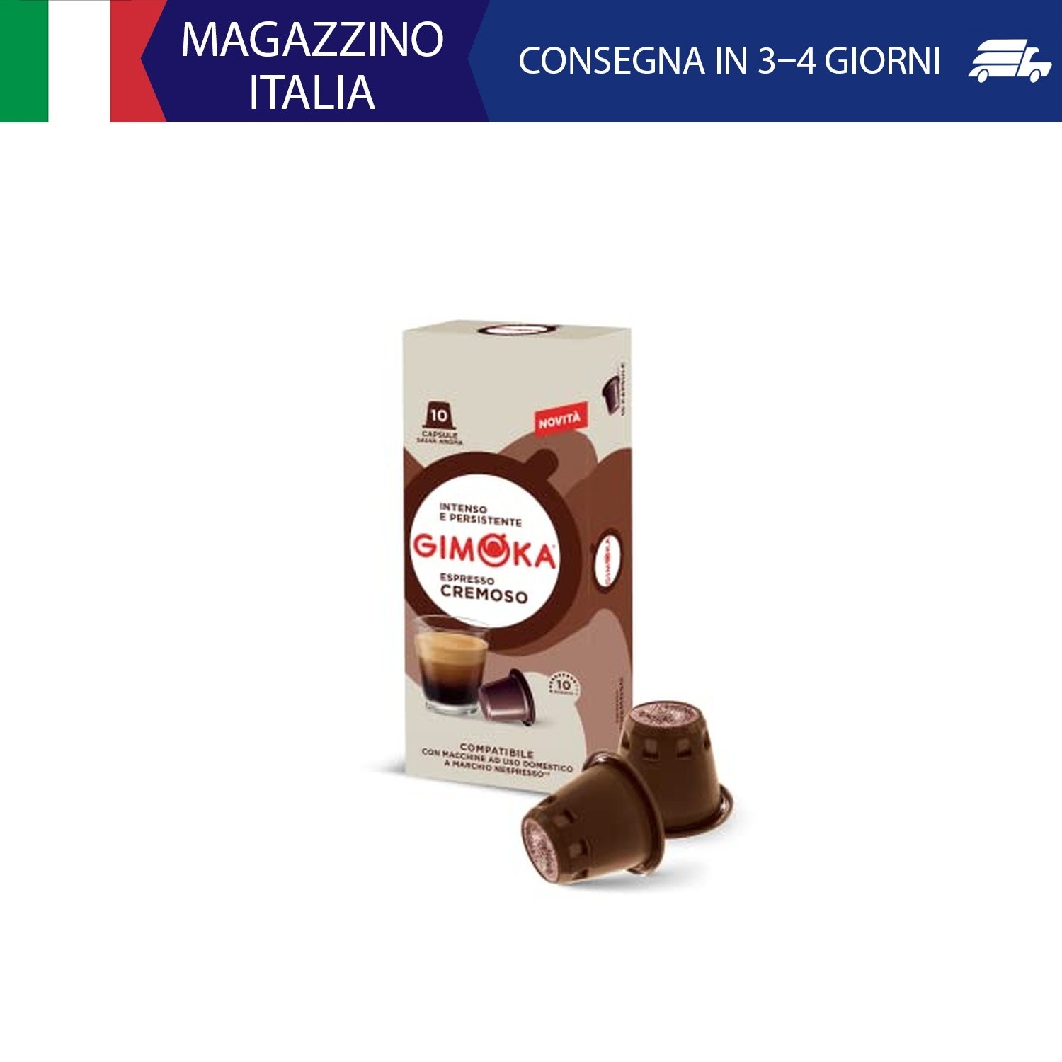 Gimoka - Capsule Compatibili Nespresso, Gusto Cremoso - 100 Capsule