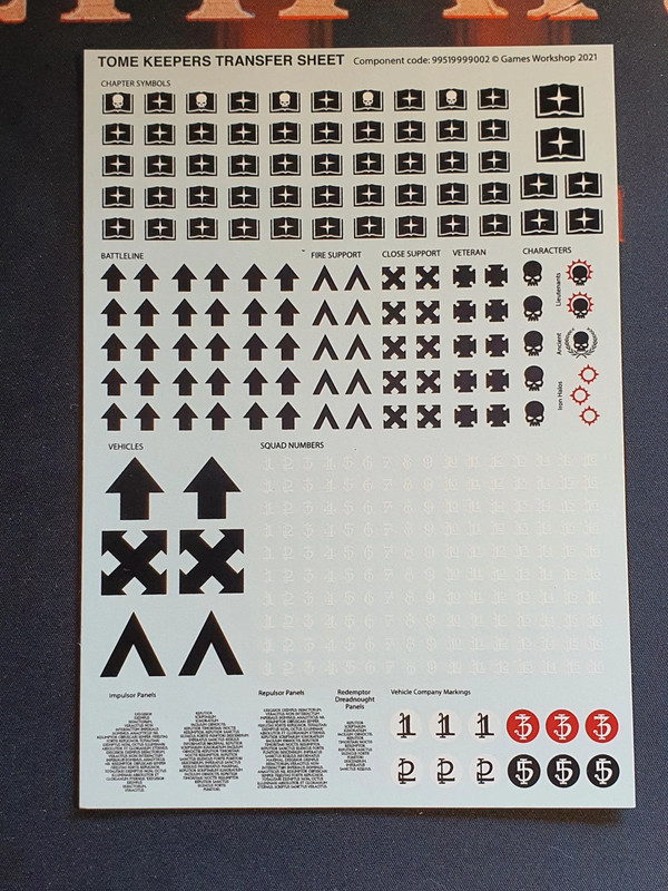 Tome Keepers transfer sheet
