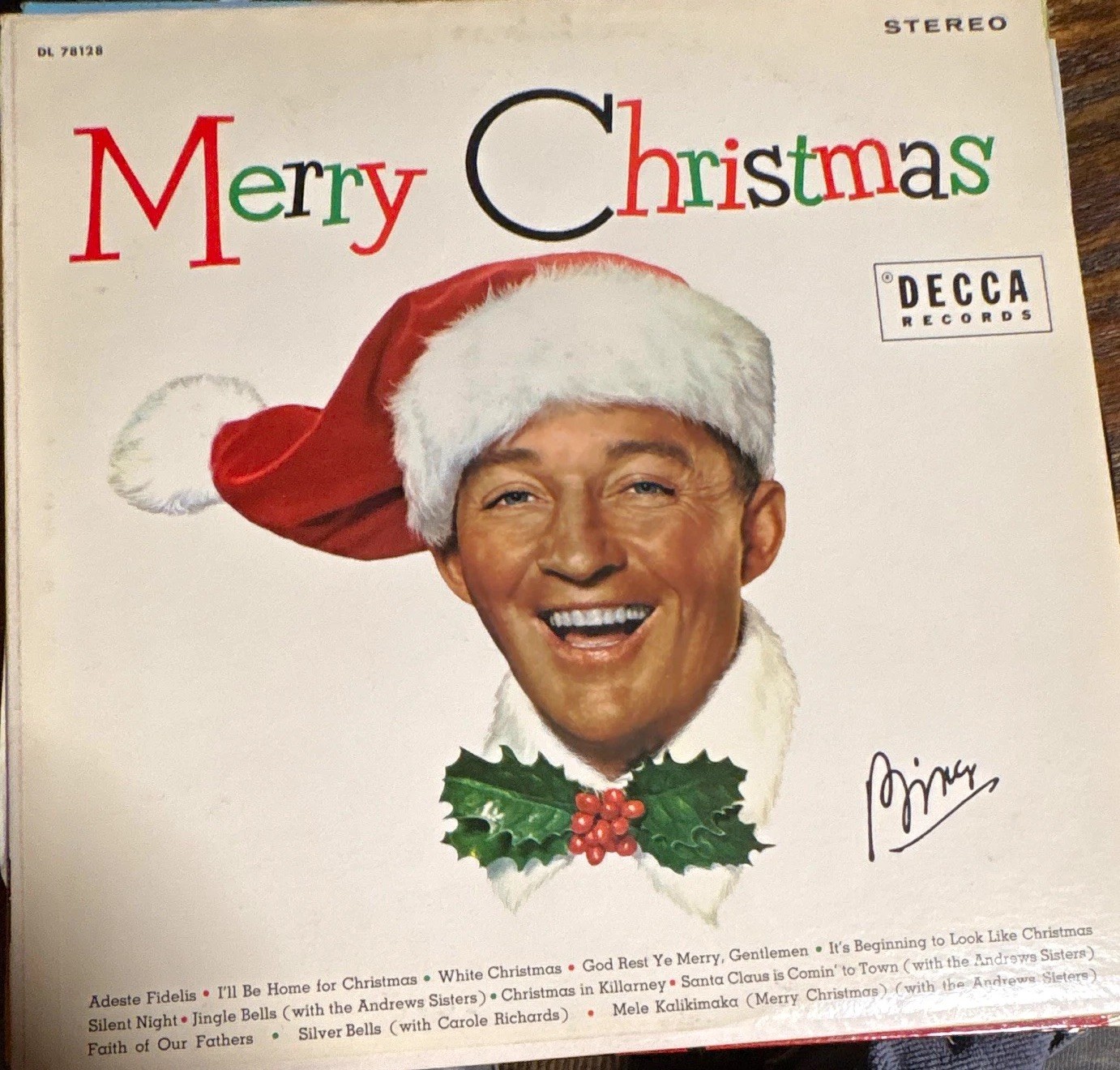 Bing Crosby Merry Christmas Decca DL 78128 Stereo 12" 33 RPM Vinyl LP NEAR MINT