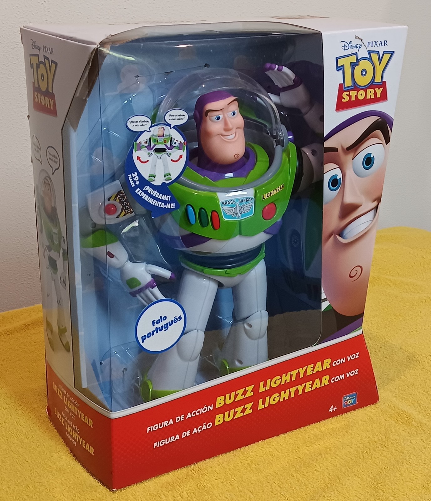 Buzz Lightyear Toy Story Thinkway Toys 64070 fala portoghese raro