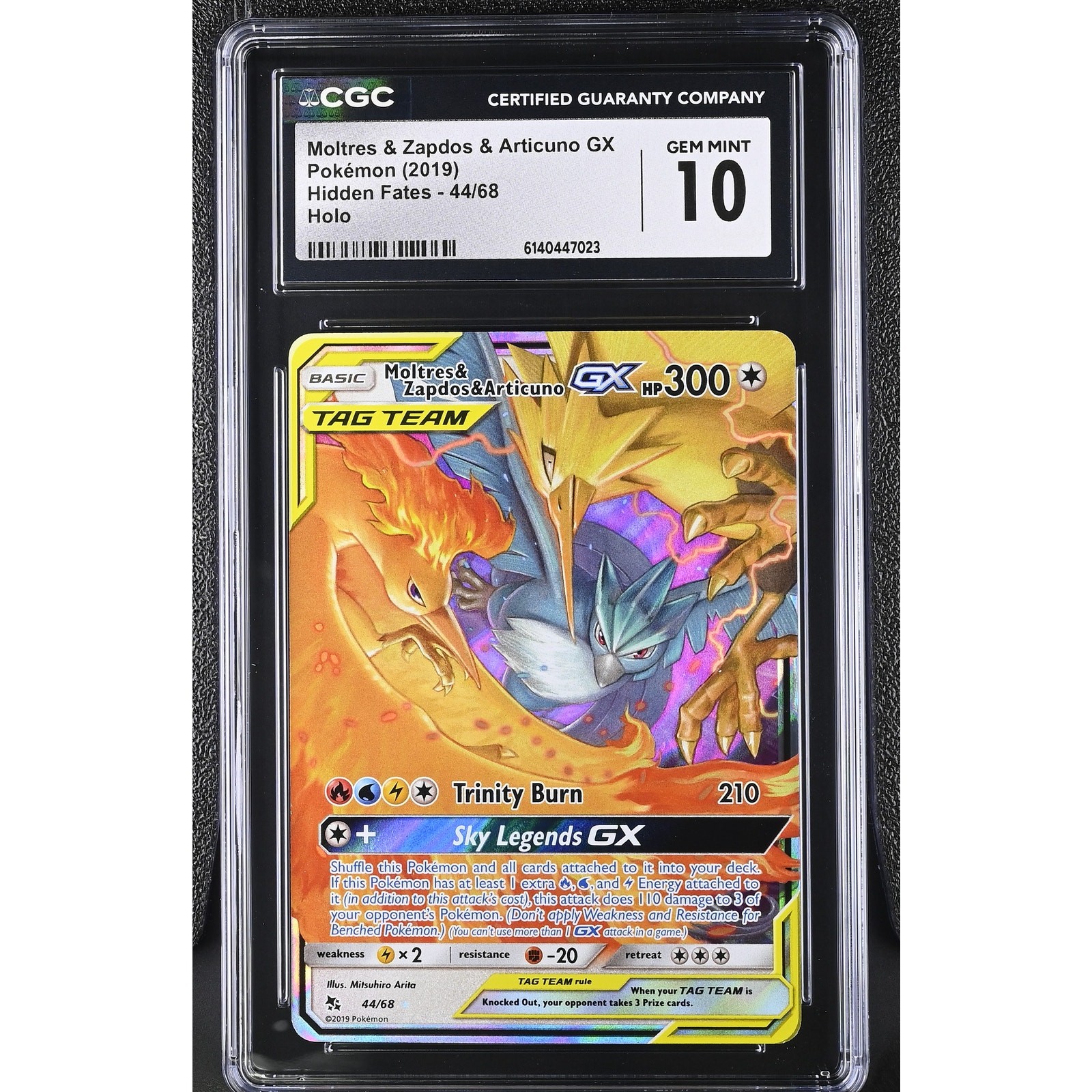 CGC 10 GEM MINT Moltres & Zapdos & Articuno GX 44/68 2019 Destino Nascosto Classificato