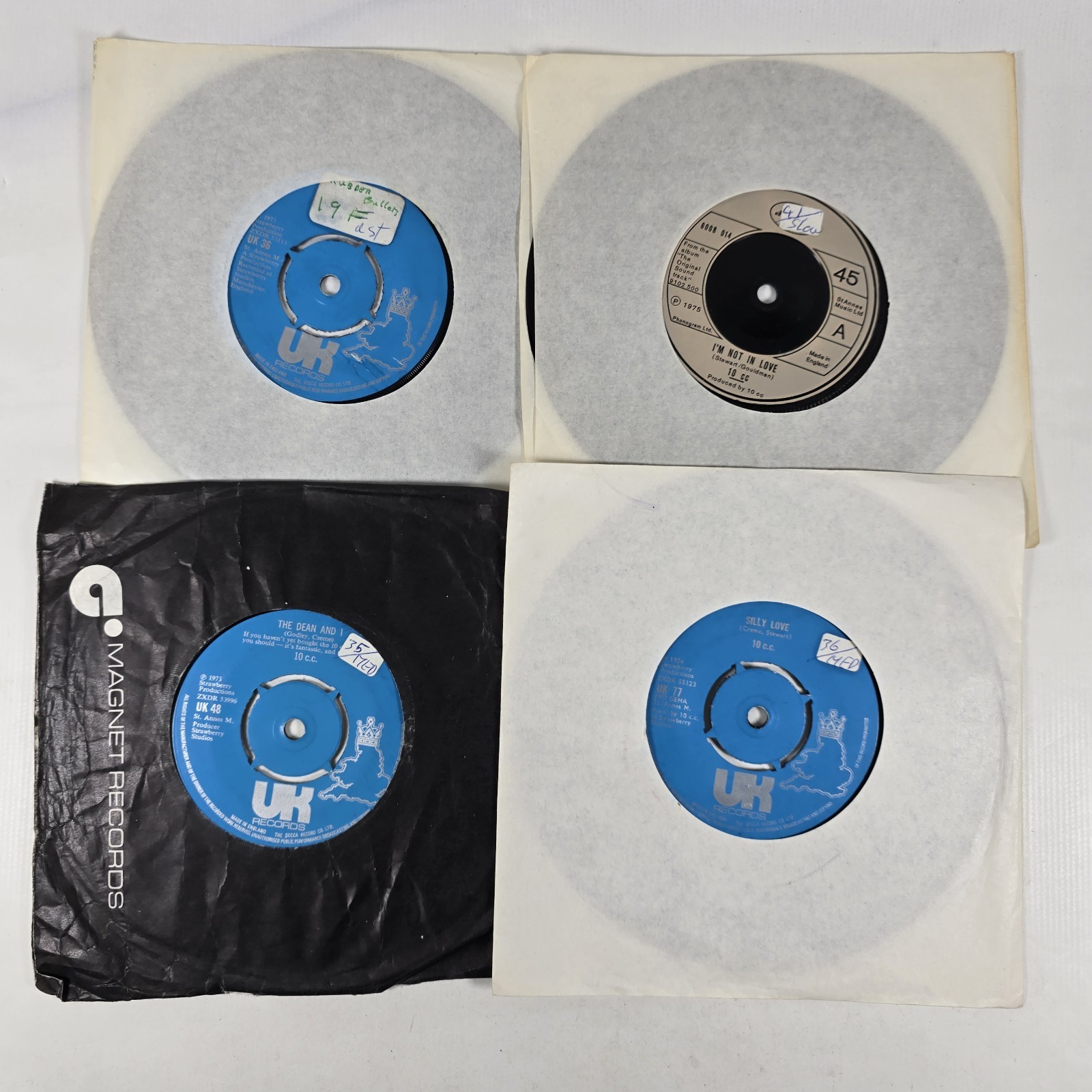 10CC 7" Single Vinyl Record Bundle Lot 4 Records UK Records Mercury VG+