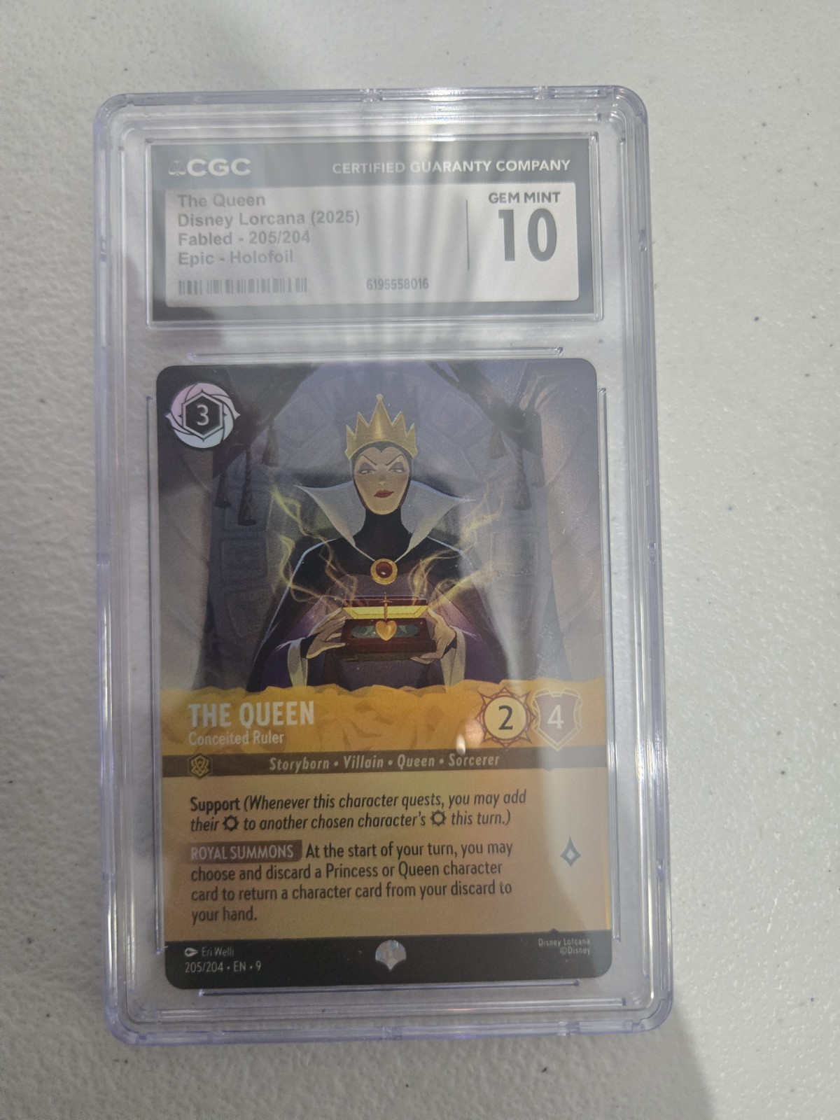 La Regina - Sovrano Concepito (Epic) 205/204 Fabled Holo Disney Lorcana CGC 10