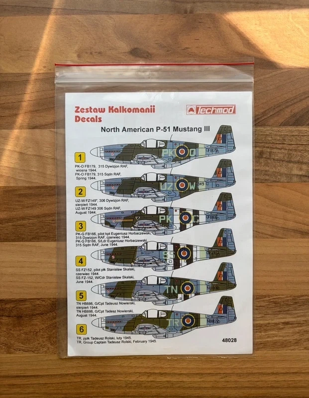 Maquette Techmod Decals North American P-51 Mustang III 1/48