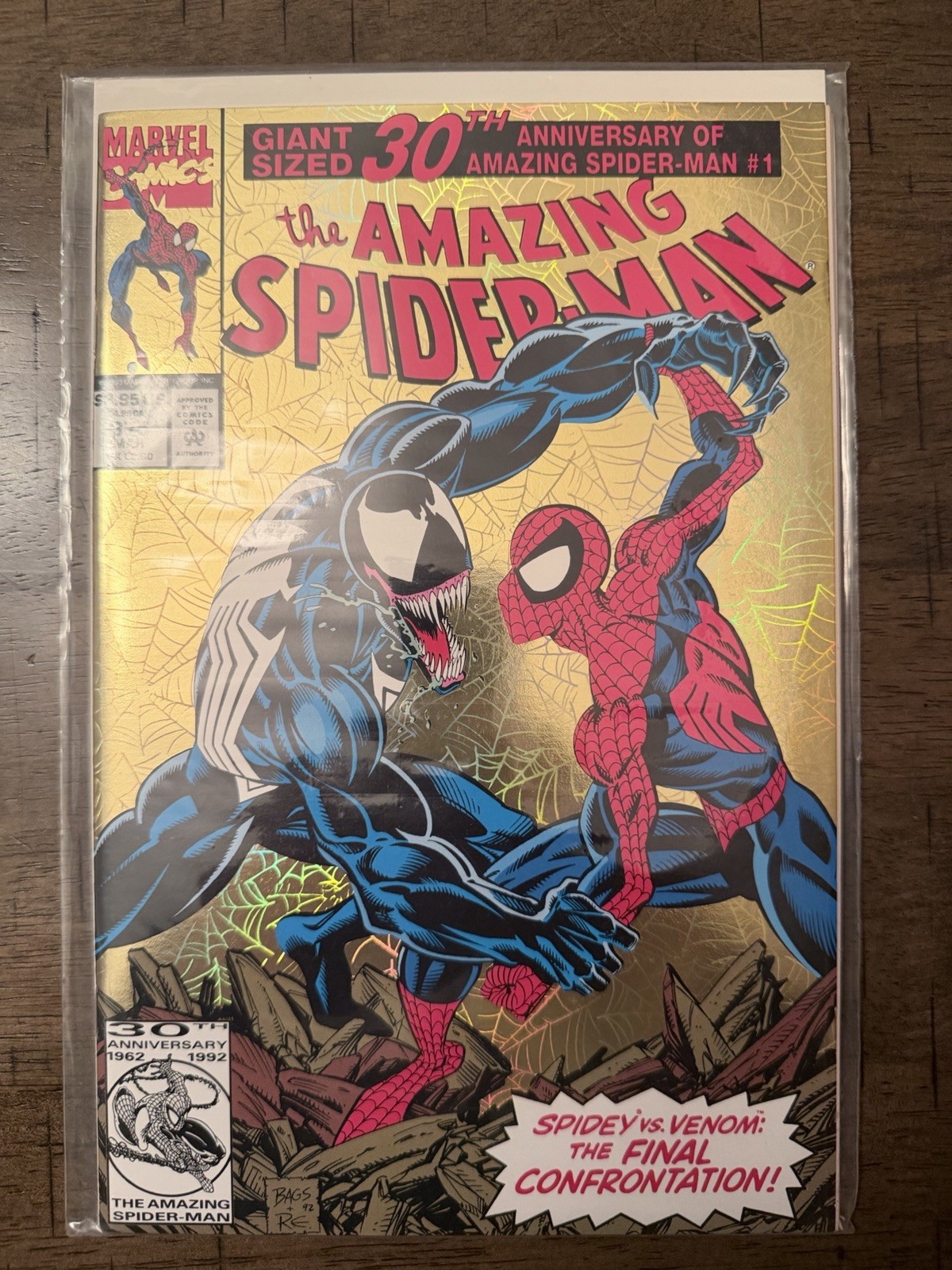 Amazing Spider-Man #375 1993 Venom Gold Foil Cover 30° Anniversario Marvel