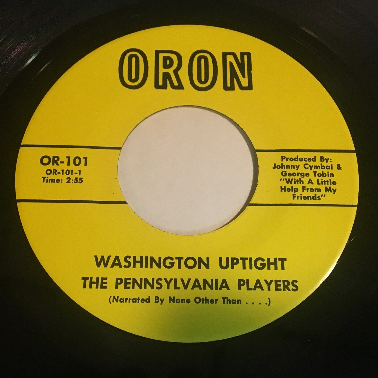 THE PENNSYLVANIA PLAYERS - Washington Uptight / The Cat 45 RPM Record - ORON