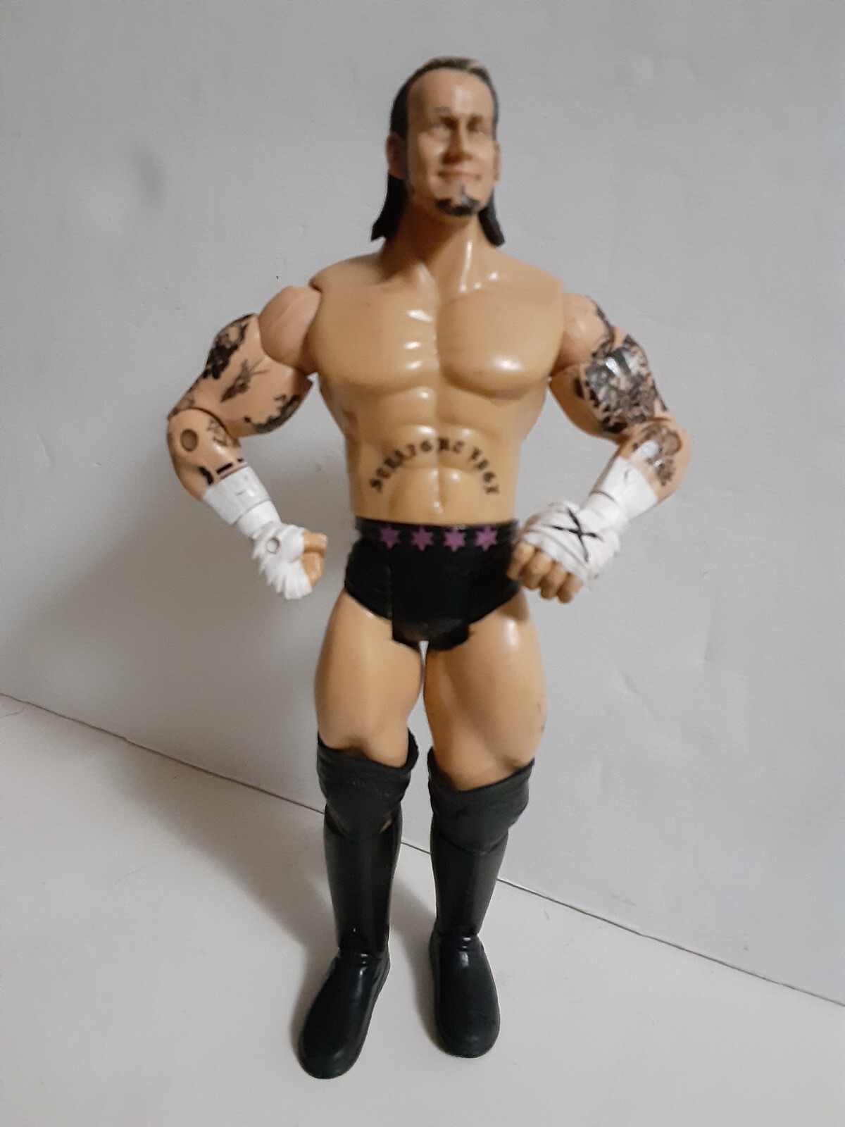 WWE Jakks Ruthless Aggession CM Punk Wrestling Modellino Nero Viola Trunks