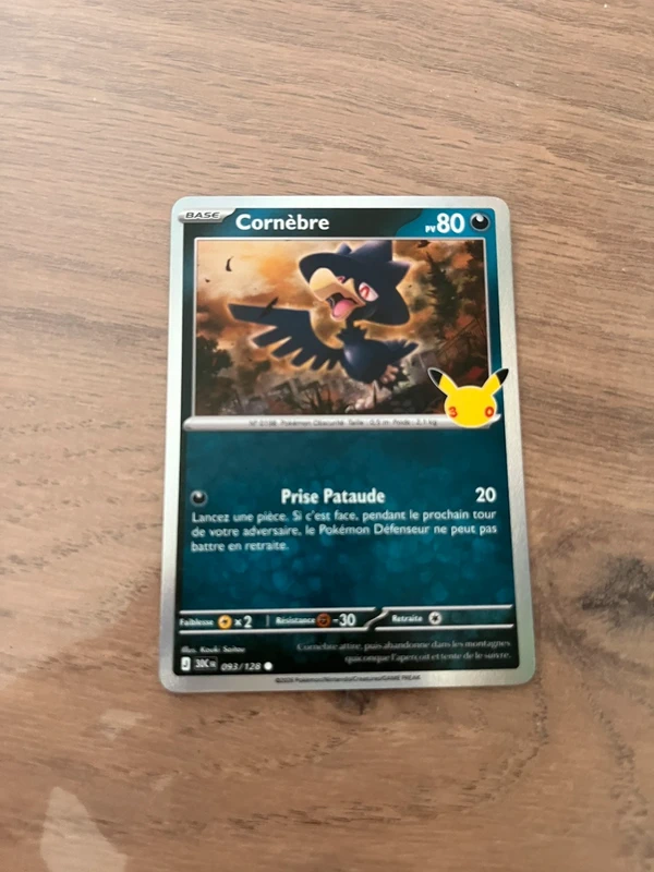 Carte Pokémon 30 ans Cornèbre lire la description