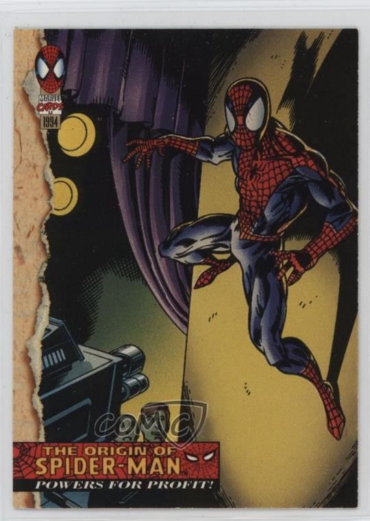 Carte Fleer Marvel 1994 L'incredibile origine dei poteri di Spider-Man per profitto! 0b6c