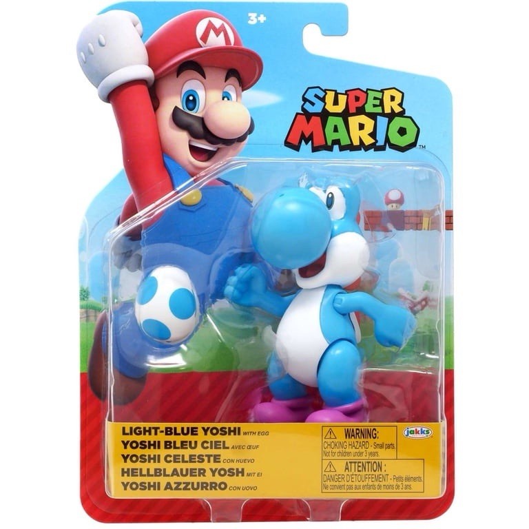 World of Nintendo 4" Mario Figure Yoshi Azzurro con Uovo (Jakks Pacific)