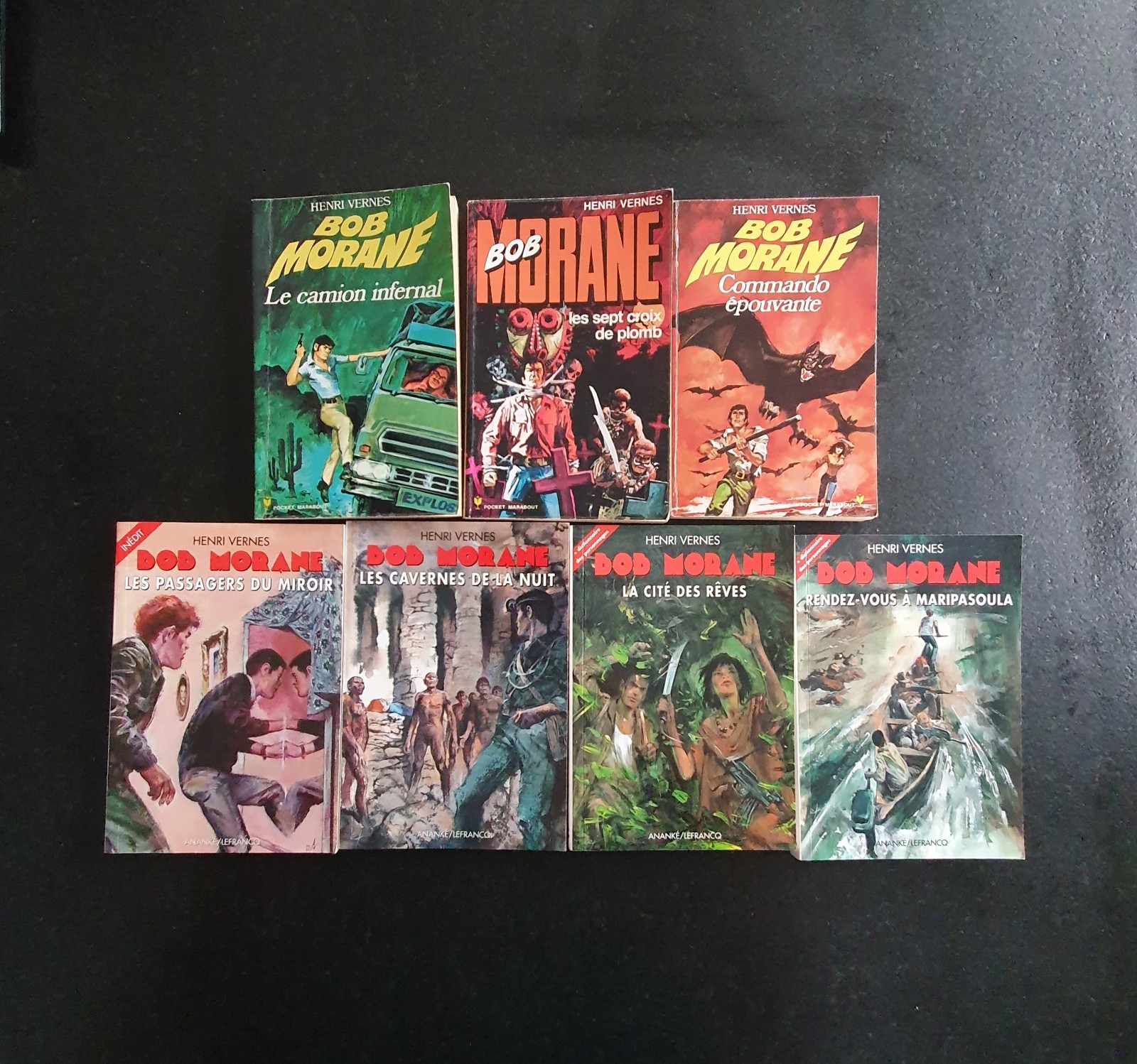 Henri Vernes Bob Morane lot 7 livres Pocket Marabout Ananké/Lefrancq