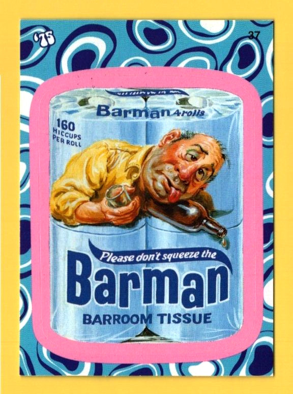 2008 Topps Wacky Packages Flashback Stickers #37 Barman Pink Border