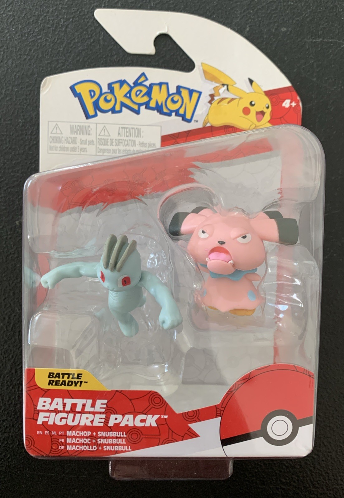 Pokemon Articulated Battle Figure 2-Pack - MACHOP & SNUBBULL Jazwares Toys NUOVO