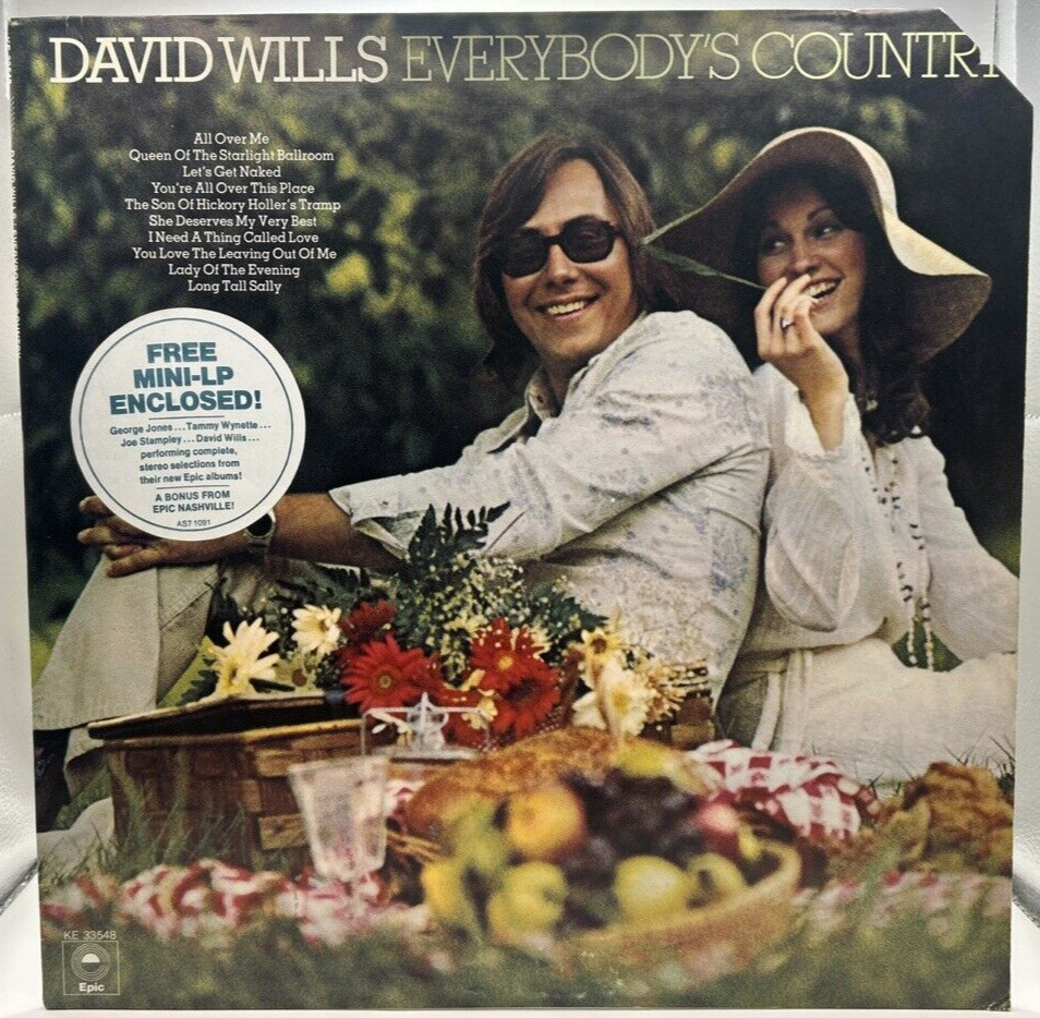 DAVID WILLS "Everybody's Country" LP + 45 1975 PROMO  Epic ‎– KE 33548