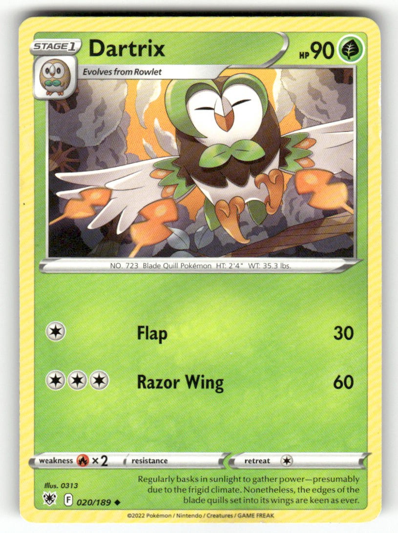 Dartrix 020/189 Pokemon Radianza Astrale Non Comune Giocato Leggermente