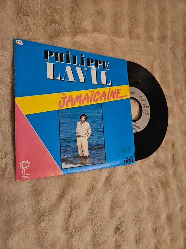Disque Vinyle 45T - Philippe Lavil - Jamaïcaine / Je te dois (1983 Variété Française / Pop)