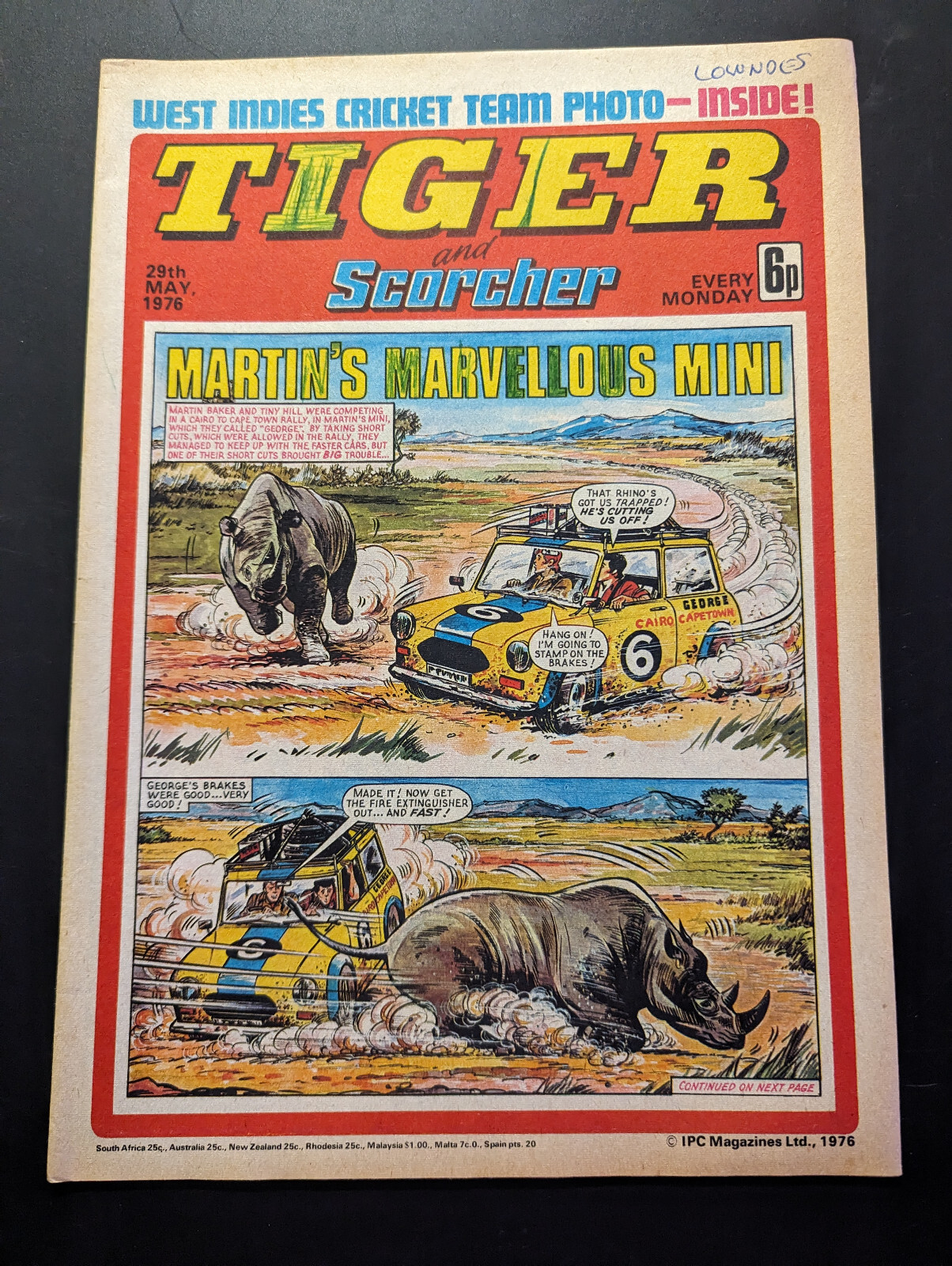 Tiger and Scorcher Comic 29th May 1976.