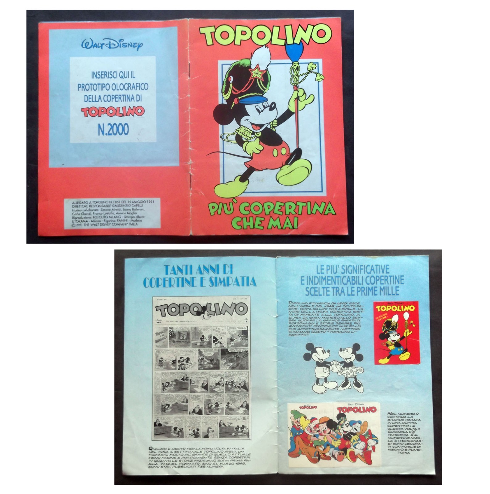 Album  TOPOLINO - PIU' COPERTINA CHE MAI allegato al 1851 del 1991 - COMPLETO -