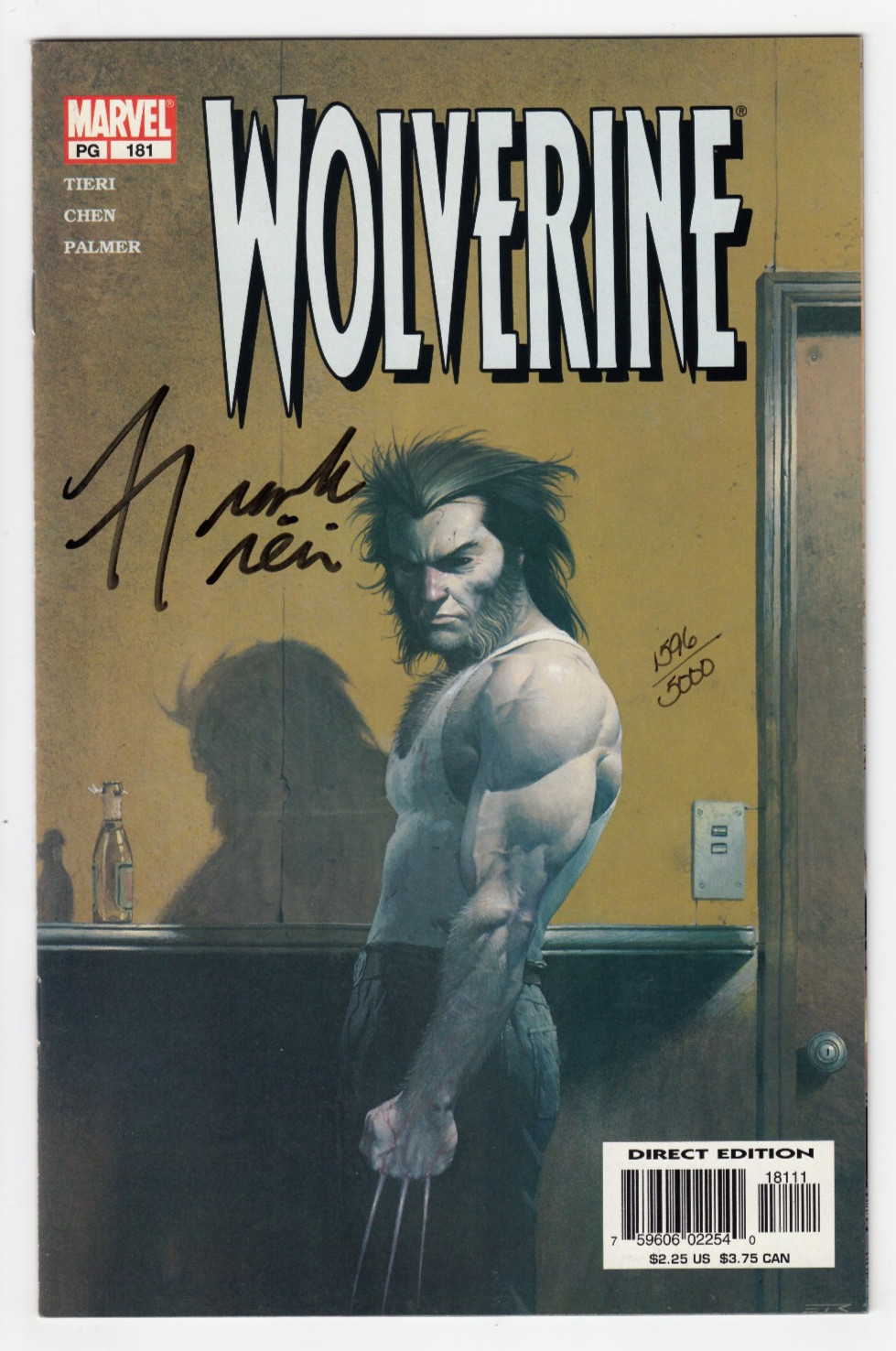 US Marvel WOLVERINE Vol.I #181 Dynamic Forces Variant 2002 Firmato da FRANK TIERI