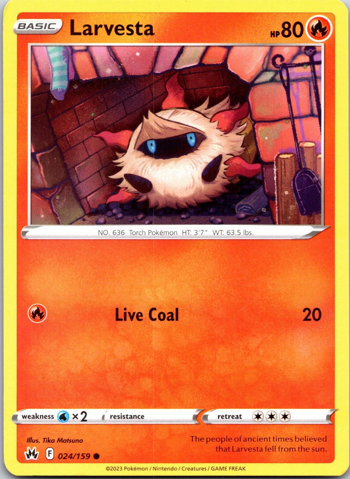 Larvesta 024/159 Common Crown Zenith Pokemon Near Mint