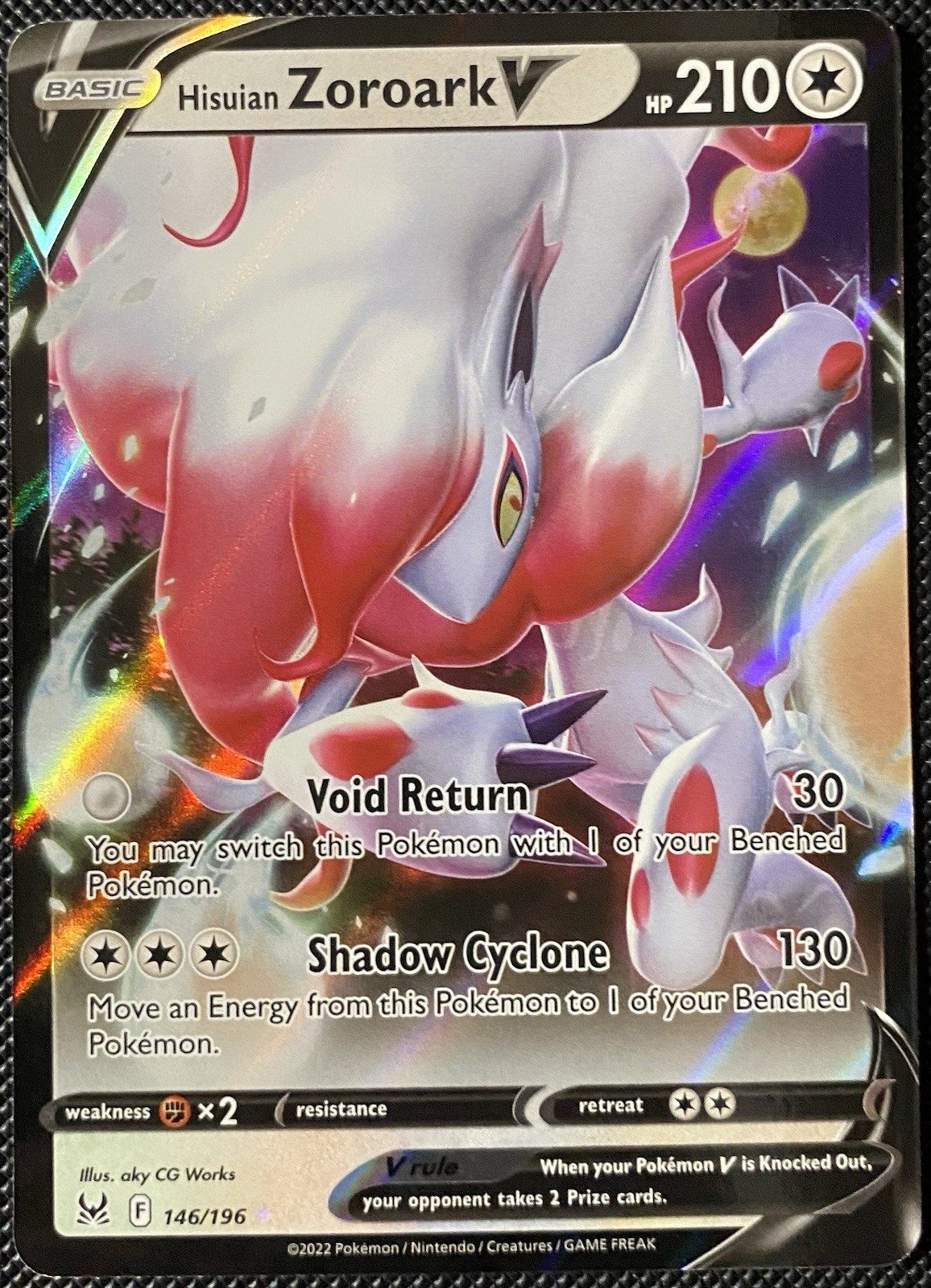 Hisuian Zoroark V 146/196 Swsh11: Lost Origin Holo LP Pokémon