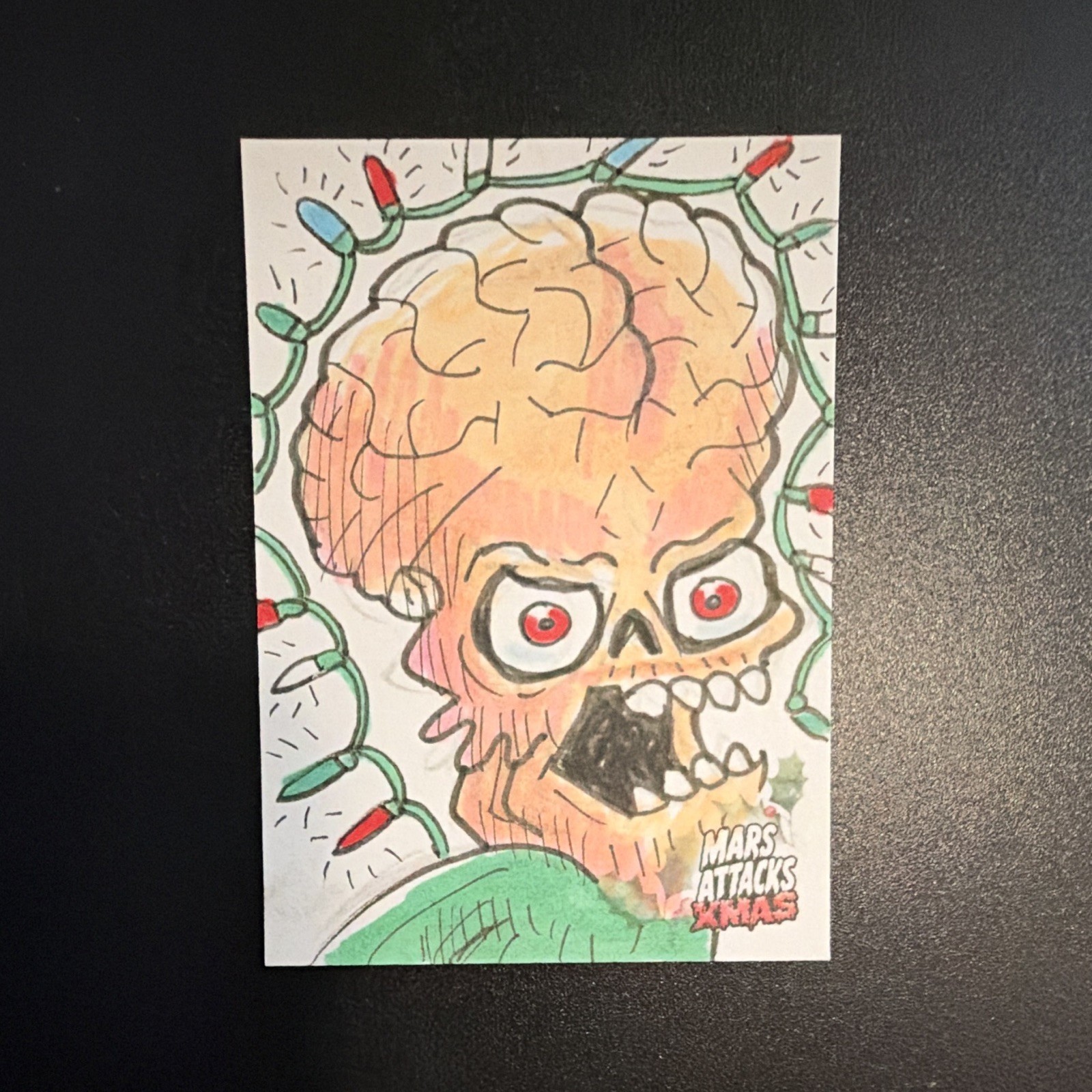 2026 Topps Mars Attacks Christmas SKETCH CARD 1/1 Hard Signed Mark Parihl